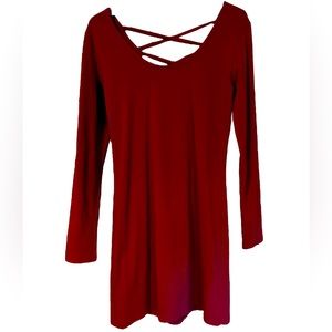 Synergy Woman’s Maroon Long Sleeve Mini Dress Size Small